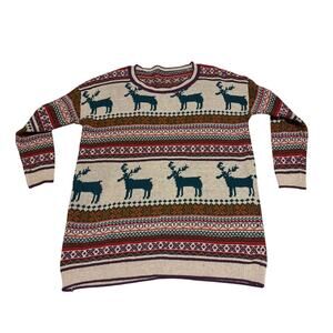 Vintage Vogue Of Eden Nordic Reindeer Moose Sweater XL Christmas
